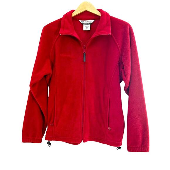 Columbia Women’s Red Fleece Fast Trek II Zip Up Jacket, Size Medium - Picture 2 of 15